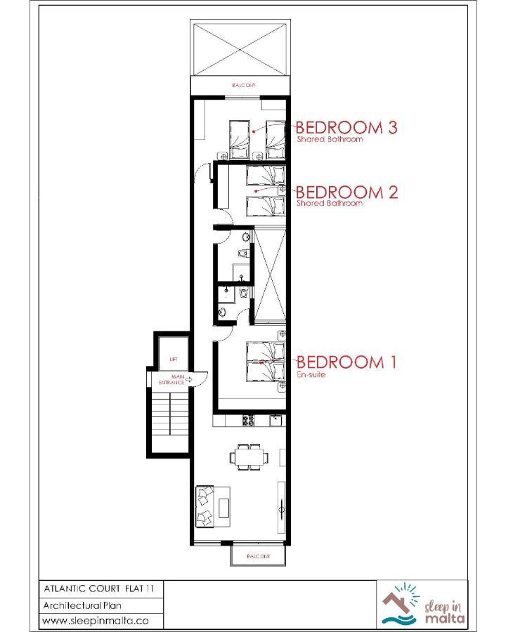 F11 Room 2, Private Room Two Single Beds Shared Bathroom In Shared Flat Msida Dış mekan fotoğraf